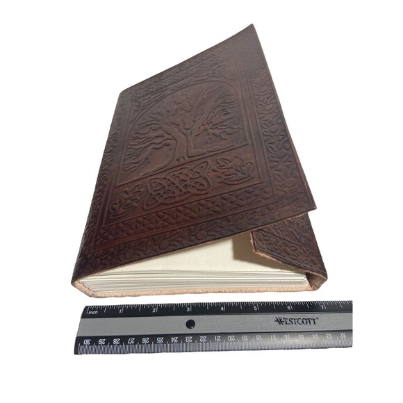 Leather Cover Journal Handmade Embossed Tree of Life Sketchbook Blank Paper 240p - Picture 9 of 11